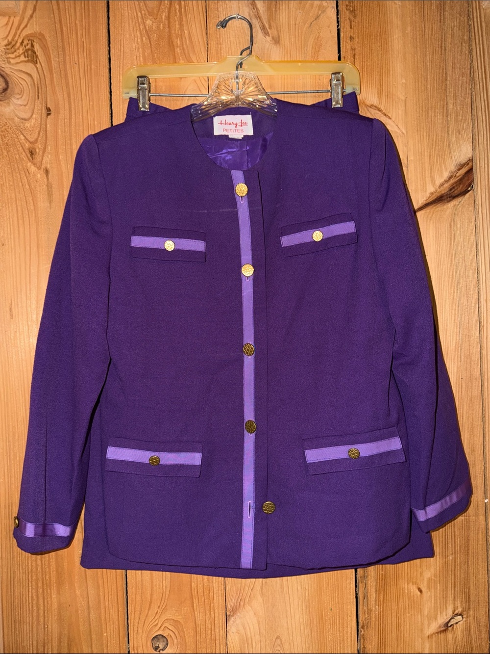 Vintage-Inspired Purple Trim Jacket by Honeydew Petite